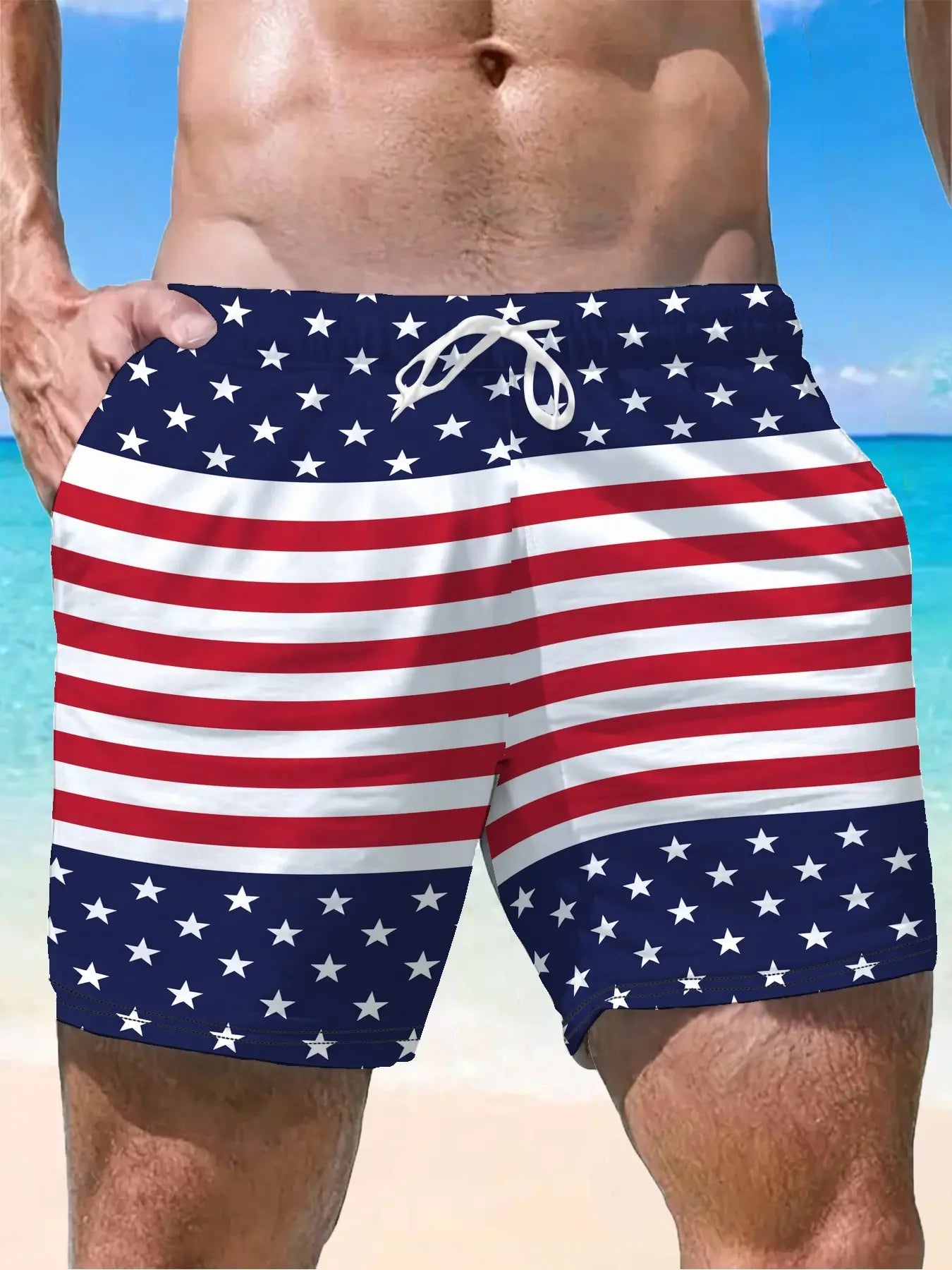 Men's American Flag Quick-Dry Swim Shorts
