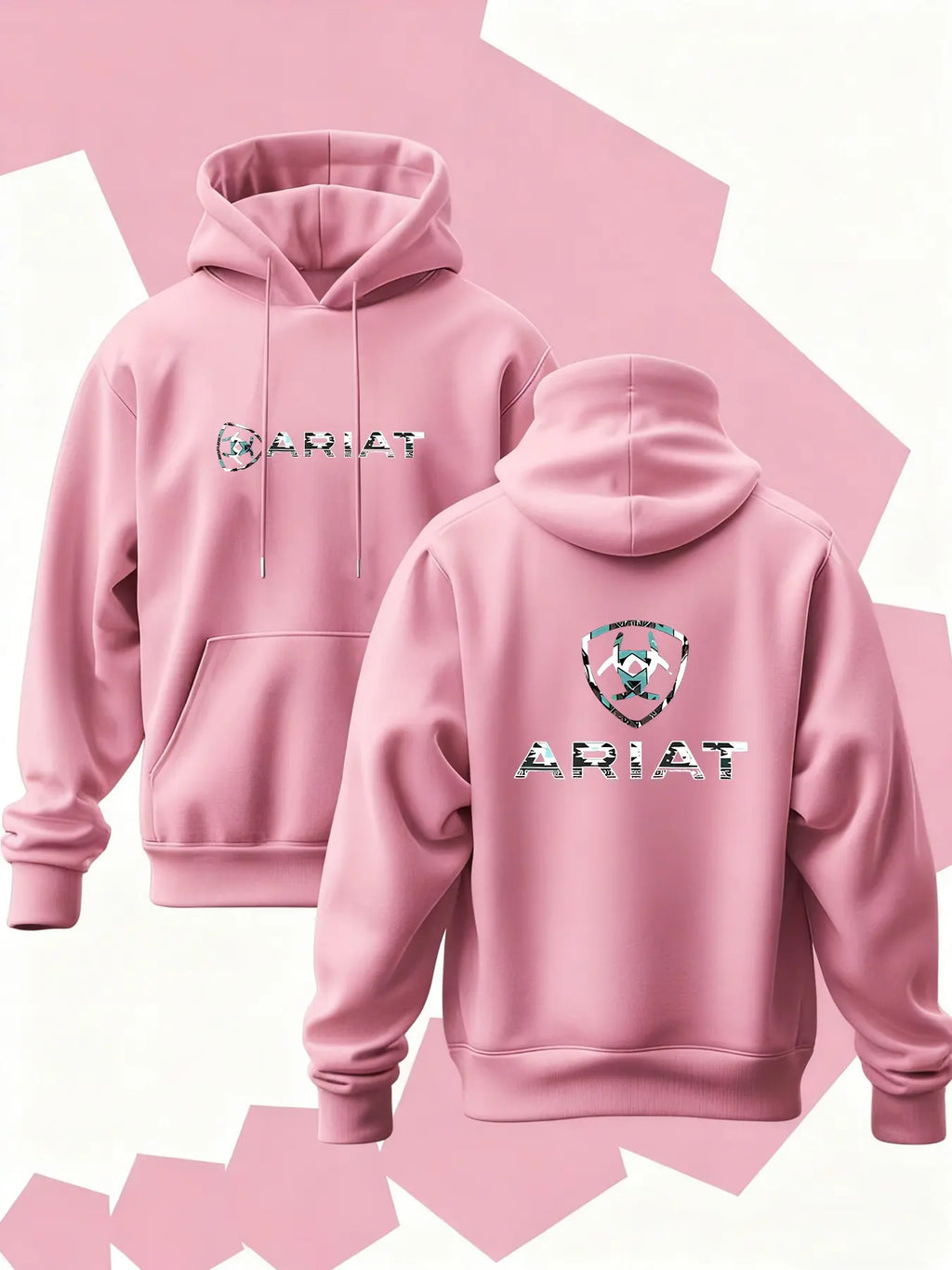 New Men's Hoodie Ariat Print, Soft Stretch Knit Fabric, Long Sleeve, Standard Fit, Casual Daily Wear, Four-Season Hooded Clothing, Fun Style, Essential for Young Adults