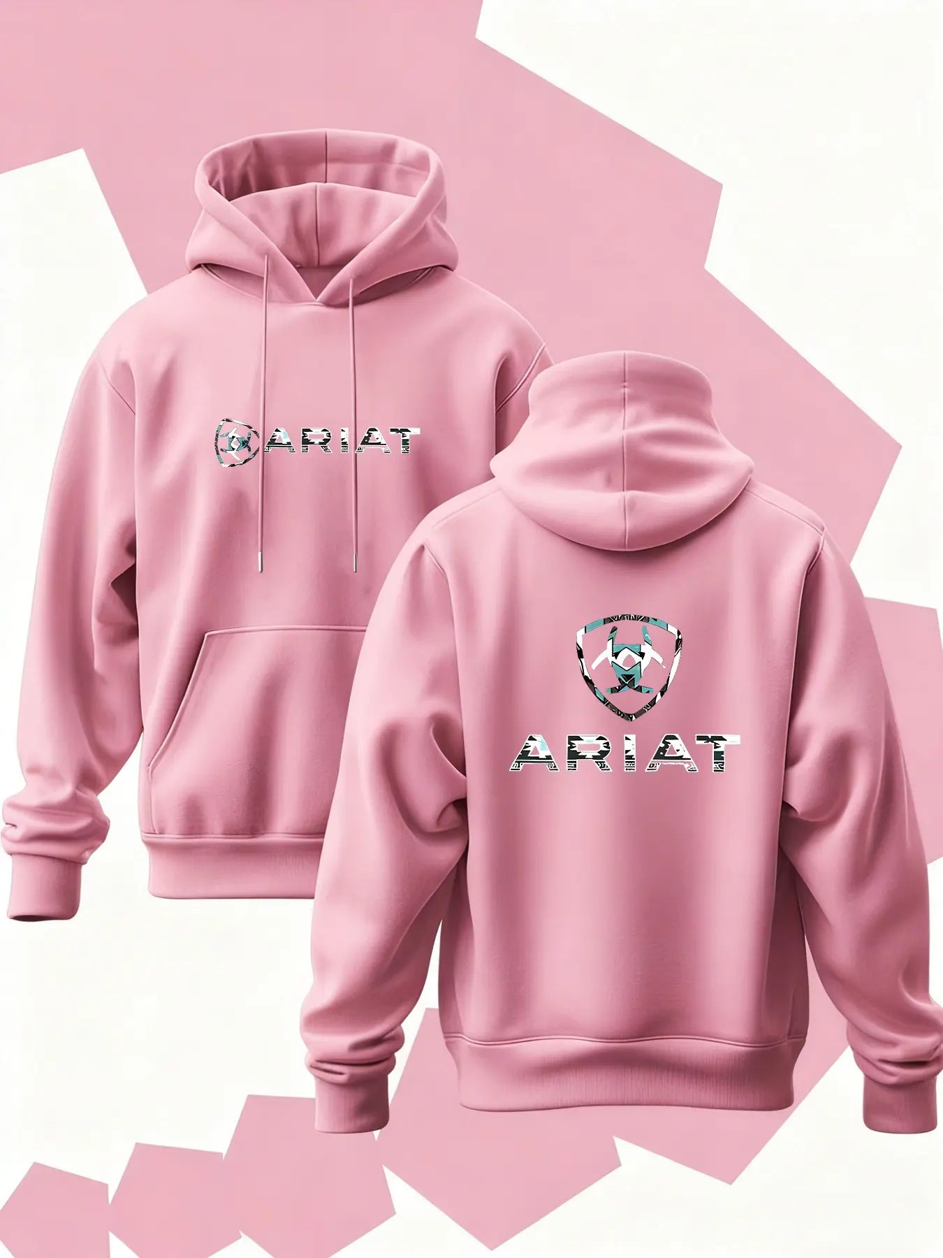 New Men's Hoodie Ariat Print, Soft Stretch Knit Fabric, Long Sleeve, Standard Fit, Casual Daily Wear, Four-Season Hooded Clothing, Fun Style, Essential for Young Adults