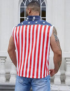 Yuanbang 4th of July Men’s American Flag Denim Vest USA 250th Birthday Independence Day Sleeveless Summer Casual Jacket Patriotic Style Outdoor Fashion Menswear Father's Festival Dad Gifts Guys Love Top Summer Wins