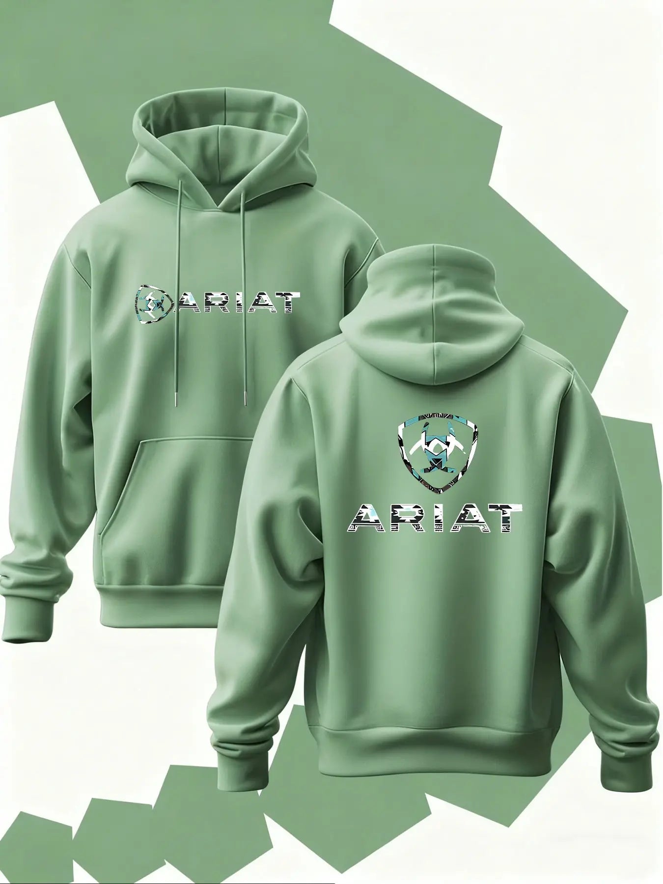 New Men's Hoodie Ariat Print, Soft Stretch Knit Fabric, Long Sleeve, Standard Fit, Casual Daily Wear, Four-Season Hooded Clothing, Fun Style, Essential for Young Adults