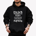 Plus Size Men's Short Sleeve Graphic Print "If You See Me Talking to Myself" T-shirt for Summer, Outdoor Sports Tees