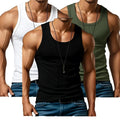 Men's 3-Pack Ribbed Knit Tank Tops (Casual & Gym)