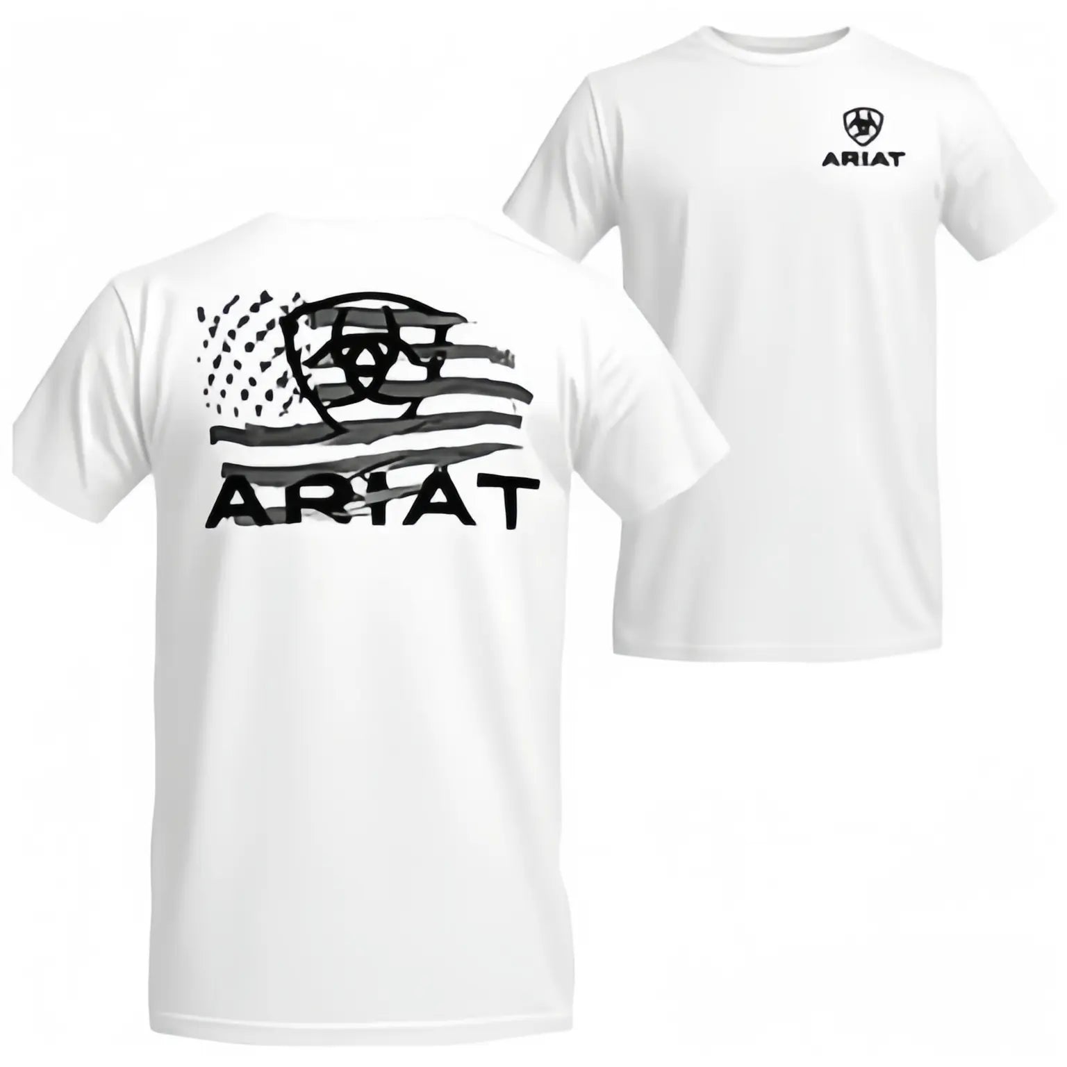 Retro Ariat American Flag 2 Sided T-shirt, Men Shirts For Country Boys, Patriotic Style Summer Graphic Tee, Gift For Dad For Husband For Him, Father's Day Gifts, Menswear Top