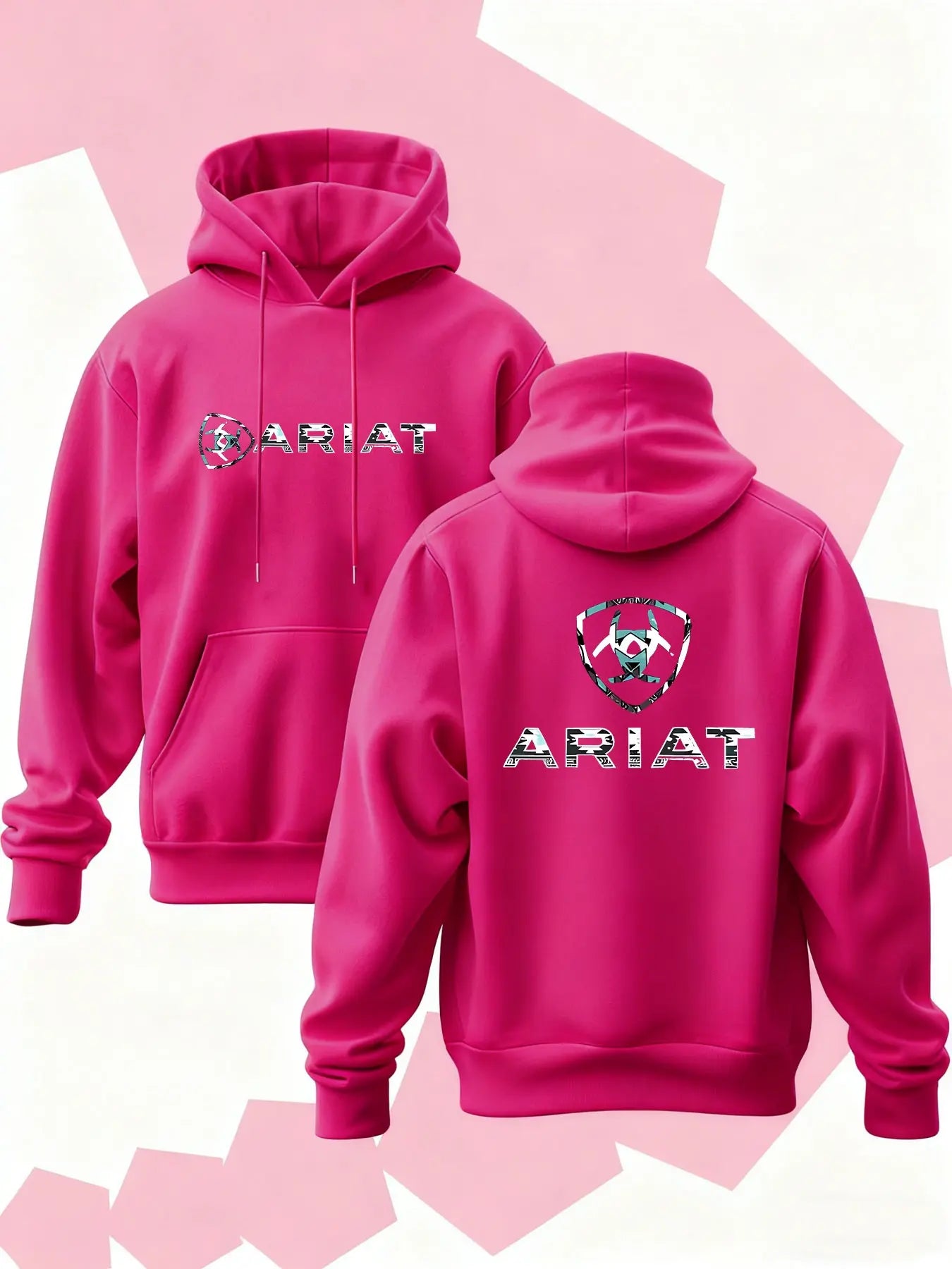 New Men's Hoodie Ariat Print, Soft Stretch Knit Fabric, Long Sleeve, Standard Fit, Casual Daily Wear, Four-Season Hooded Clothing, Fun Style, Essential for Young Adults