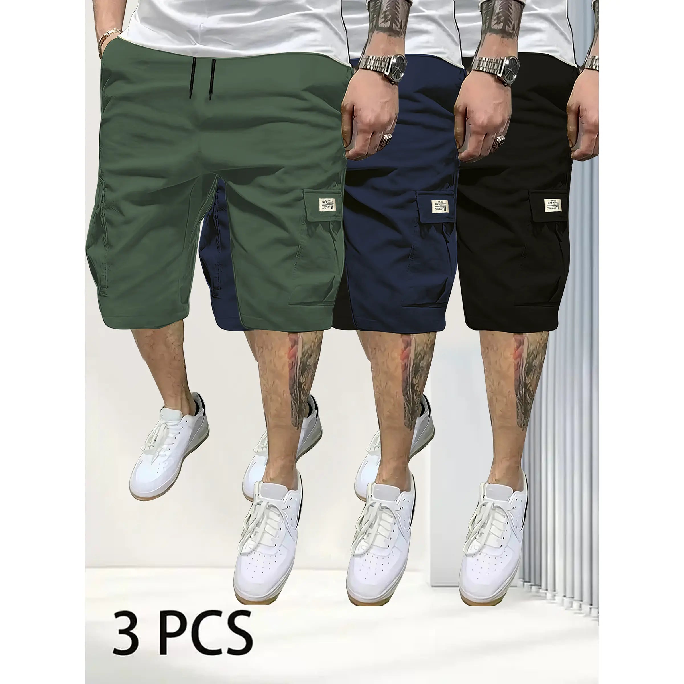 Men's 3-Piece Fitted Casual Shorts Set