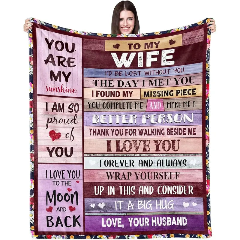 [mothers day gift ideas] Blanket Gifts for Wife Romantic Anniversary Birthday Gifts for Wife Her I Love You Presents for Wife from Husband to My Wife Warm Gifts for Christmas Valentine's Mother's Day