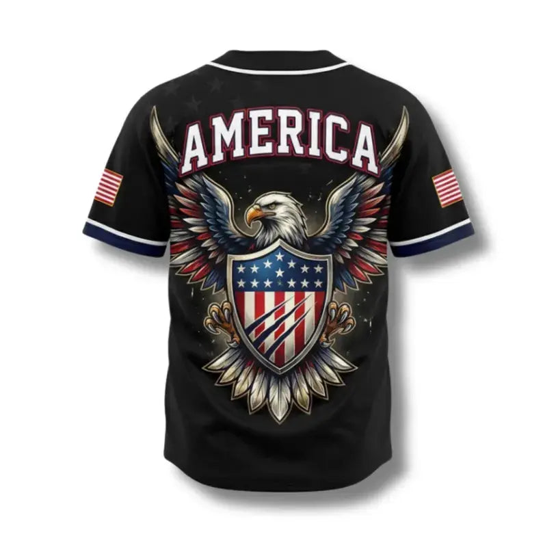 USA Eagle All Over Print Baseball Jersey, Patriotic Button Up Shirt, USA 250 Years Baseball Jersey, 1776–2026 Semiquincentennial Patriotic Jersey