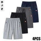 4-Piece Men's Summer Breathable Sports Shorts with Zipper Pockets