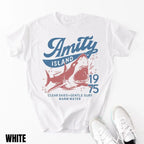 Jaws Amity Island 1975 Unisex Tee, Movie Inspired Gift, Cotton T-Shirt for Film Buffs, Retro Summer Shirt, Vintage Beach Tee