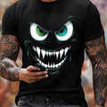 Men's Monster Print T-shirt, Casual Short Sleeve Crew Neck Tee, Men's Clothing For Outdoor 100% cotton