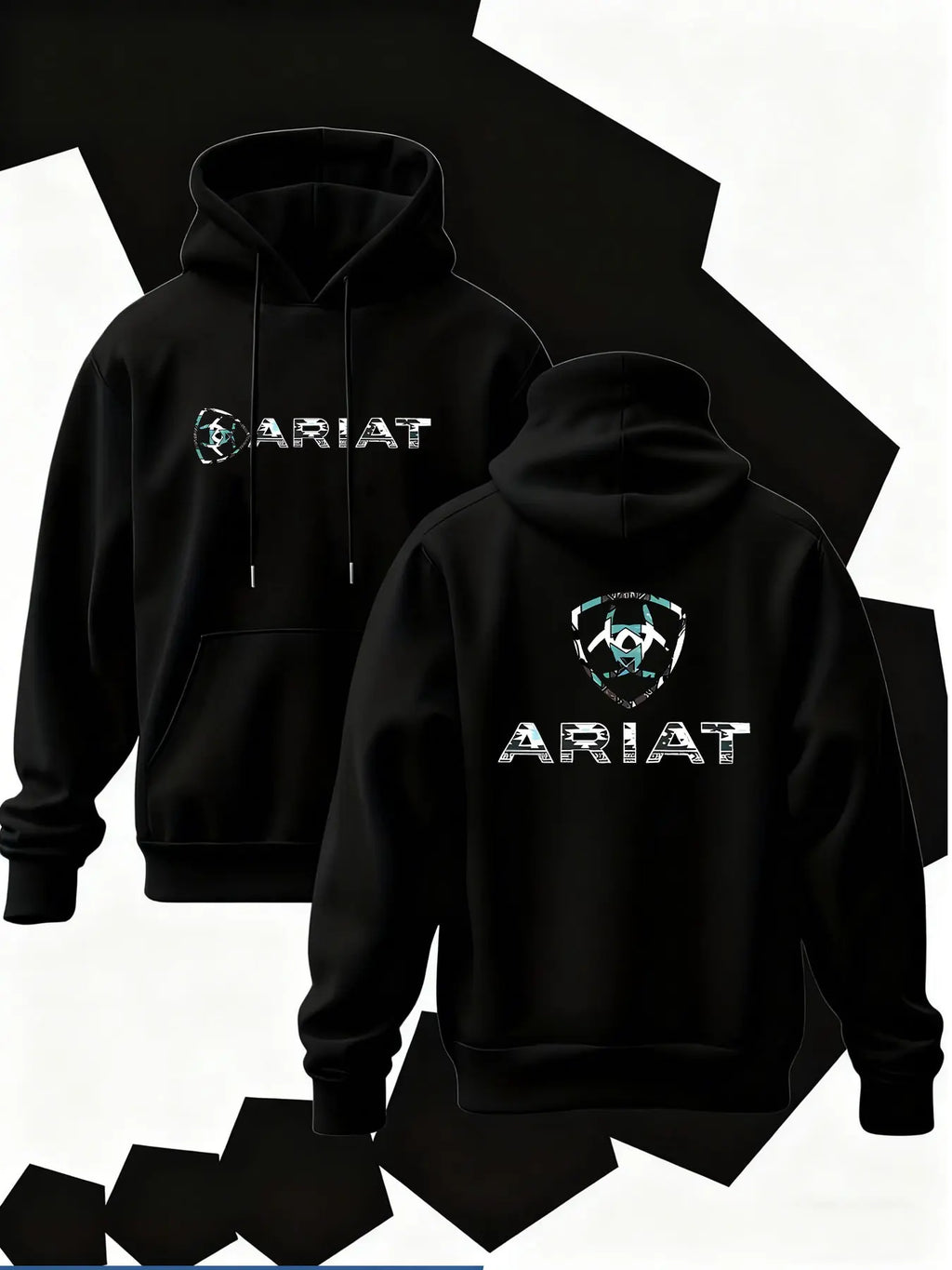 New Men's Hoodie Ariat Print, Soft Stretch Knit Fabric, Long Sleeve, Standard Fit, Casual Daily Wear, Four-Season Hooded Clothing, Fun Style, Essential for Young Adults