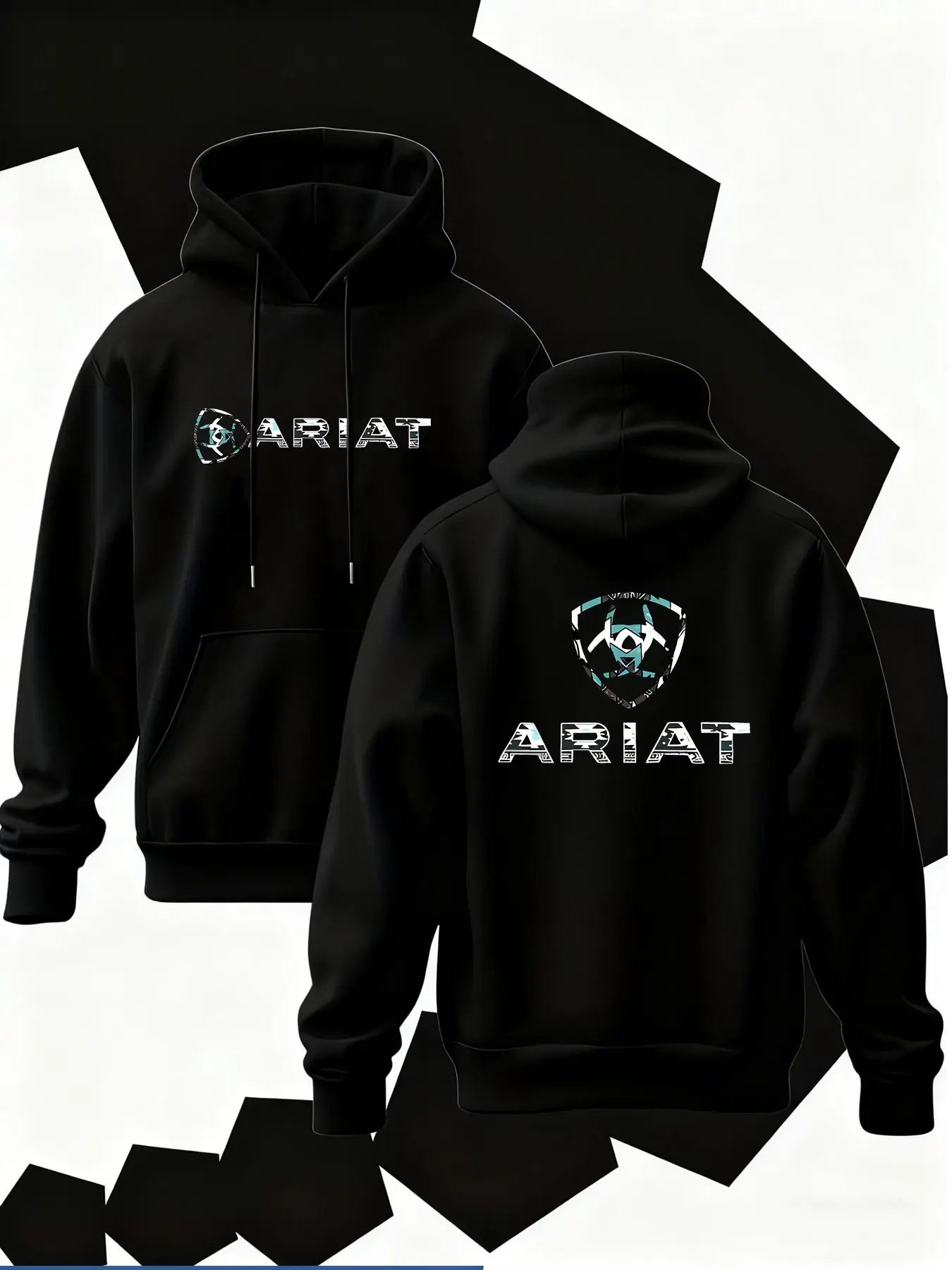 New Men's Hoodie Ariat Print, Soft Stretch Knit Fabric, Long Sleeve, Standard Fit, Casual Daily Wear, Four-Season Hooded Clothing, Fun Style, Essential for Young Adults