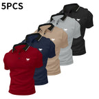 Men's Casual Business Polo Shirt - Versatile Solid Buttoned Top