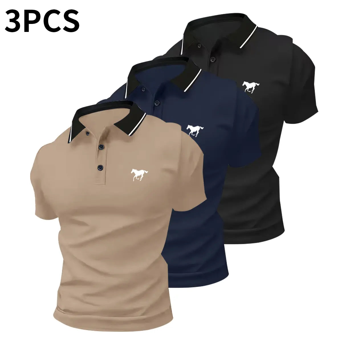Men's Casual Business Polo Shirt - Versatile Solid Buttoned Top