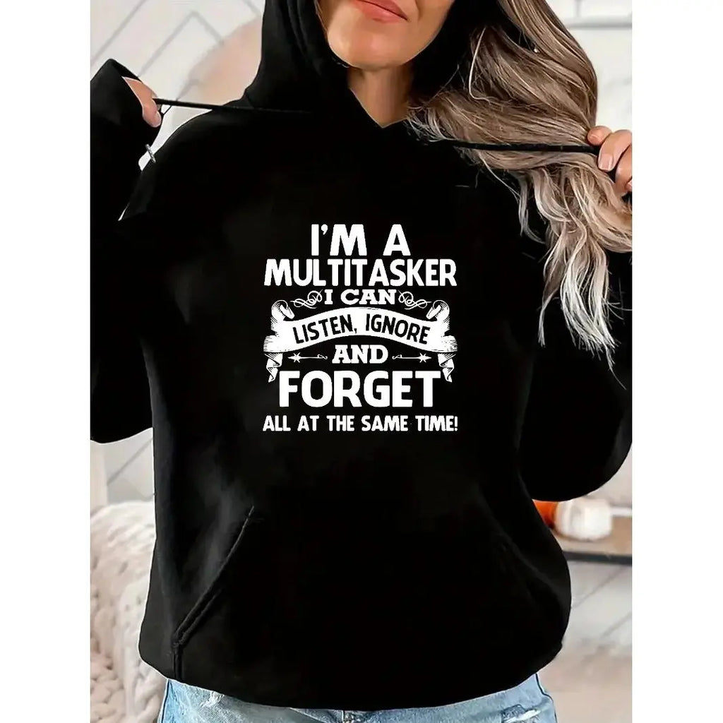 Black Men’s Tee with Bold White Retro 'I'M A MULTITASKER' Design, Short Sleeves