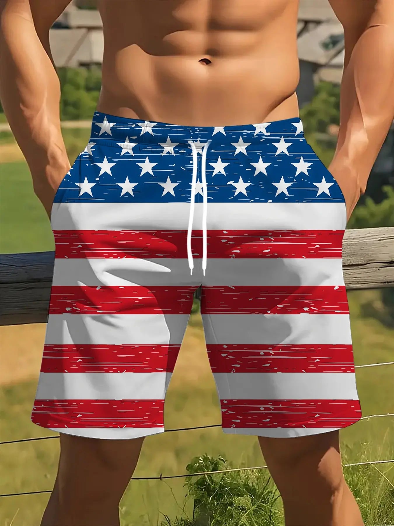Men's American Flag Quick-Dry Swim Shorts