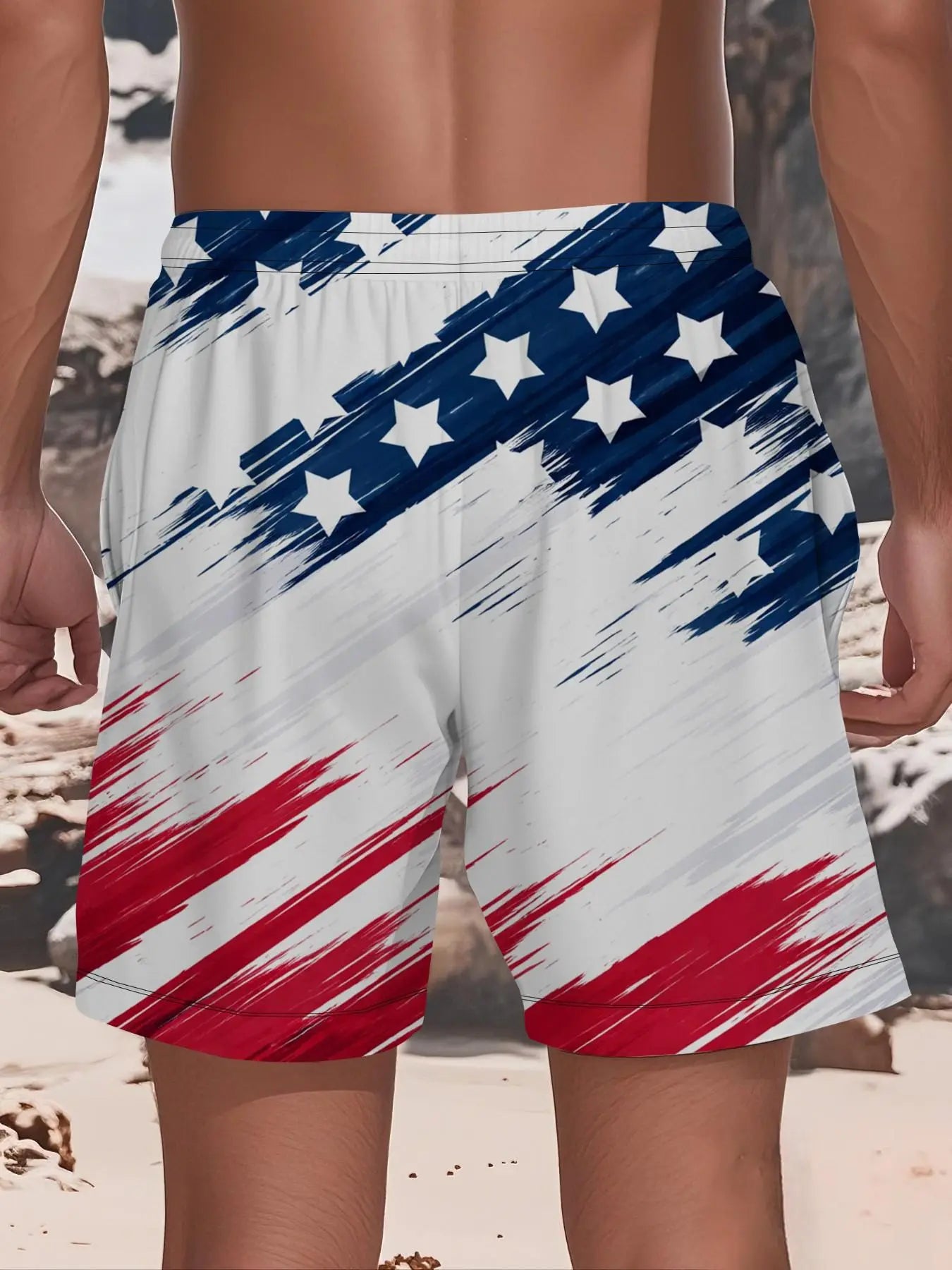 Men's American Flag Quick-Dry Swim Shorts