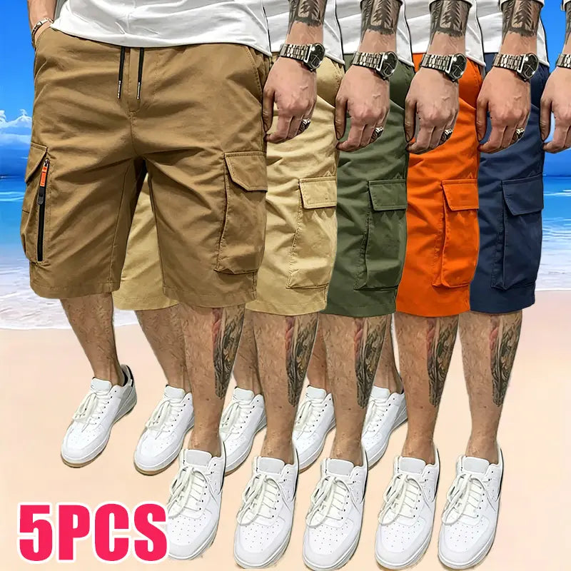 Men's 5-Pack Casual Cargo Shorts with Pockets