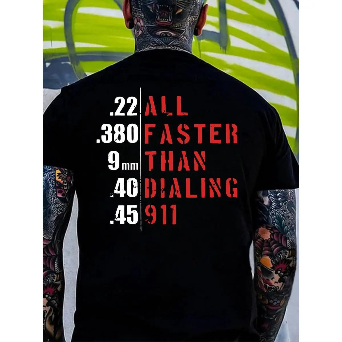 Faster Than Dialing 911 Hoodie & T Shirt – Tactical Gun Humor Hoodie for Men – Streetwear