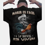 Men's Moris Es Facil Mexican Style T-Shirt, Big Rooster Gamefowl Shirt, Father's Day Ideal Gift, Shirt For Dad For Husband For HimCotton Menswear Casual Top