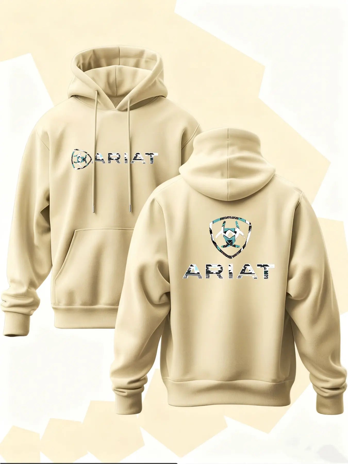 New Men's Hoodie Ariat Print, Soft Stretch Knit Fabric, Long Sleeve, Standard Fit, Casual Daily Wear, Four-Season Hooded Clothing, Fun Style, Essential for Young Adults