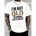 100% Cotton Men'S "I'M Not Old, I Am Classic" Pattern T-Shirt-Soft Cotton, Casual Crew Neck, Short Sleeve, Vintage Car Print-Suitable For Casual Wear Golf Gift T-Shirt For Men And Women