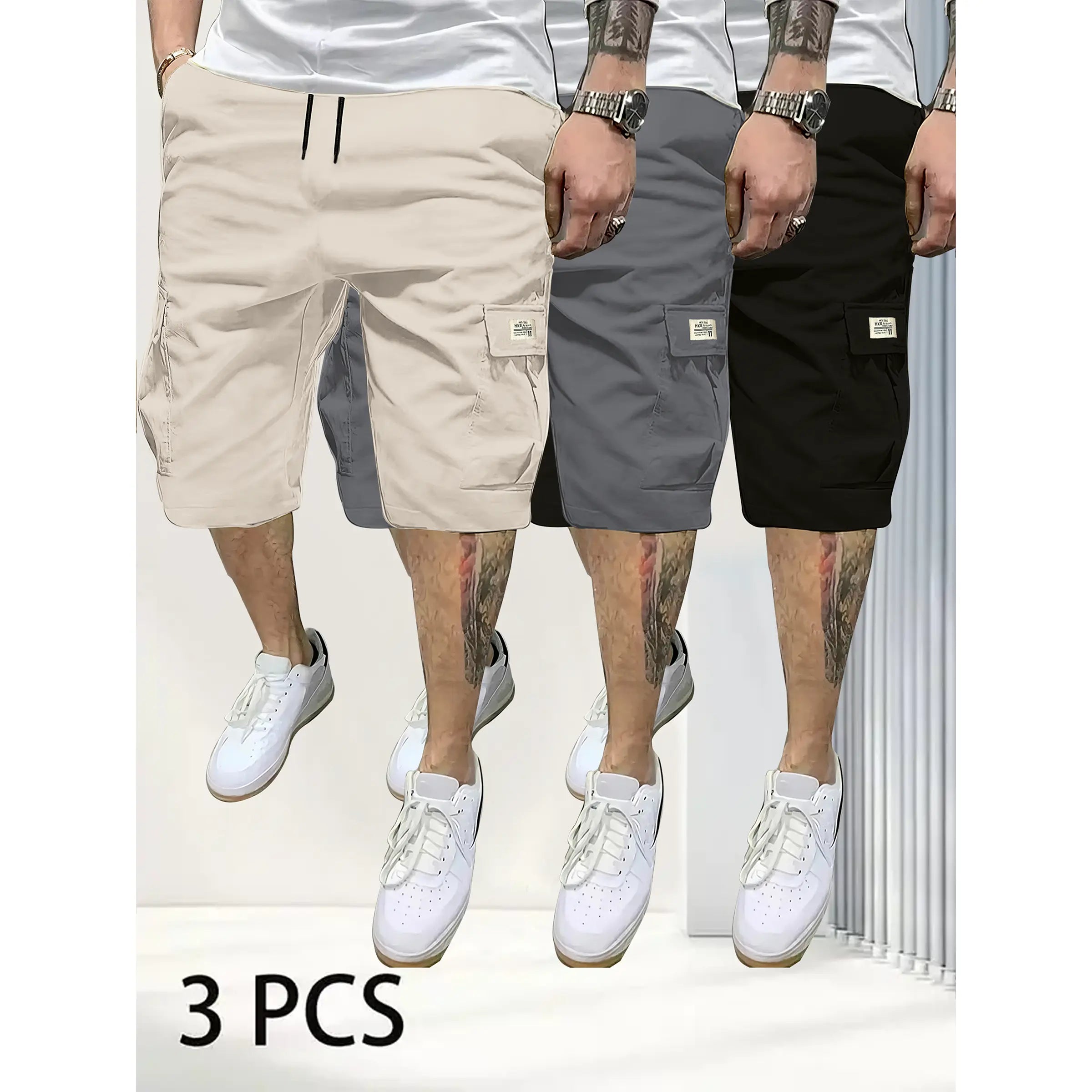 Men's 3-Piece Fitted Casual Shorts Set
