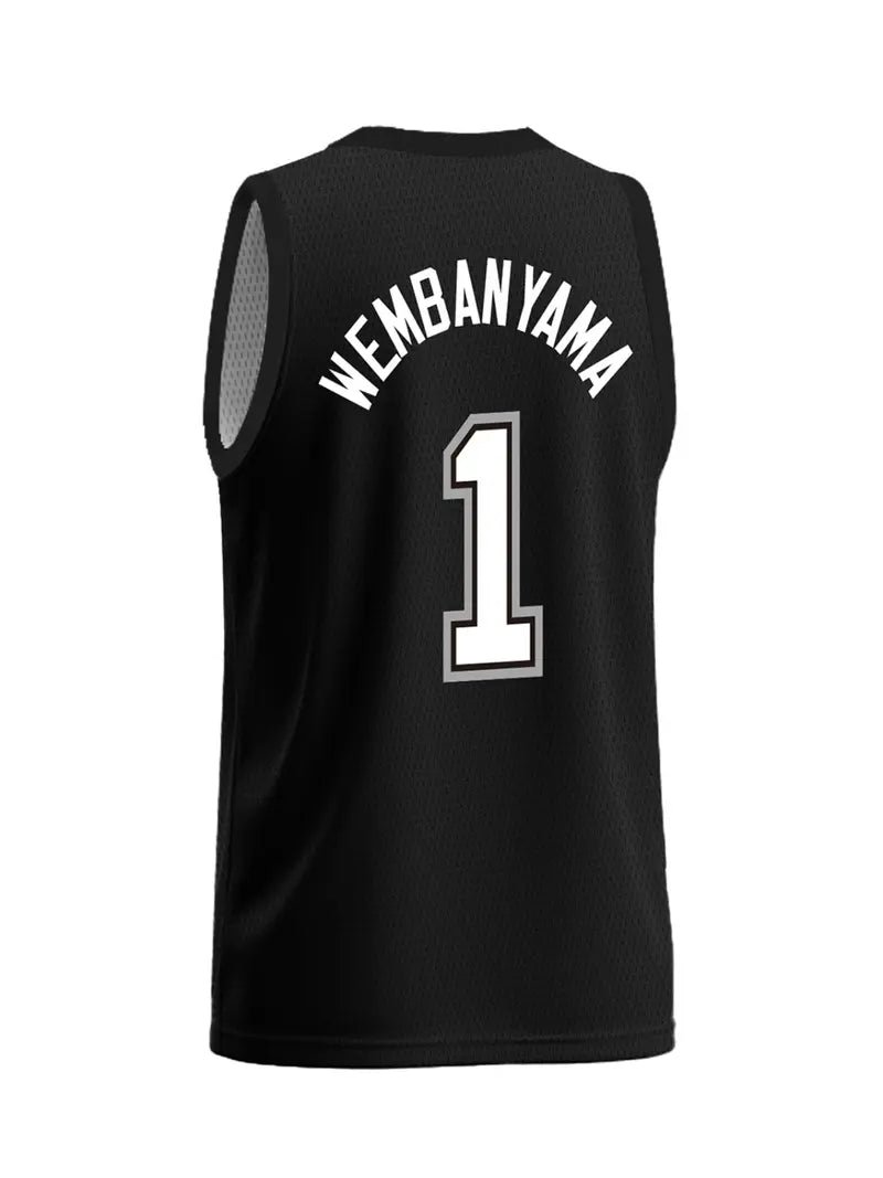 Men's Basketball Jersey Vintage Embroidered Casual Training T-Shirt, Sporty V-Neck Mesh Short Sleeve, All Seasons Loose Fit