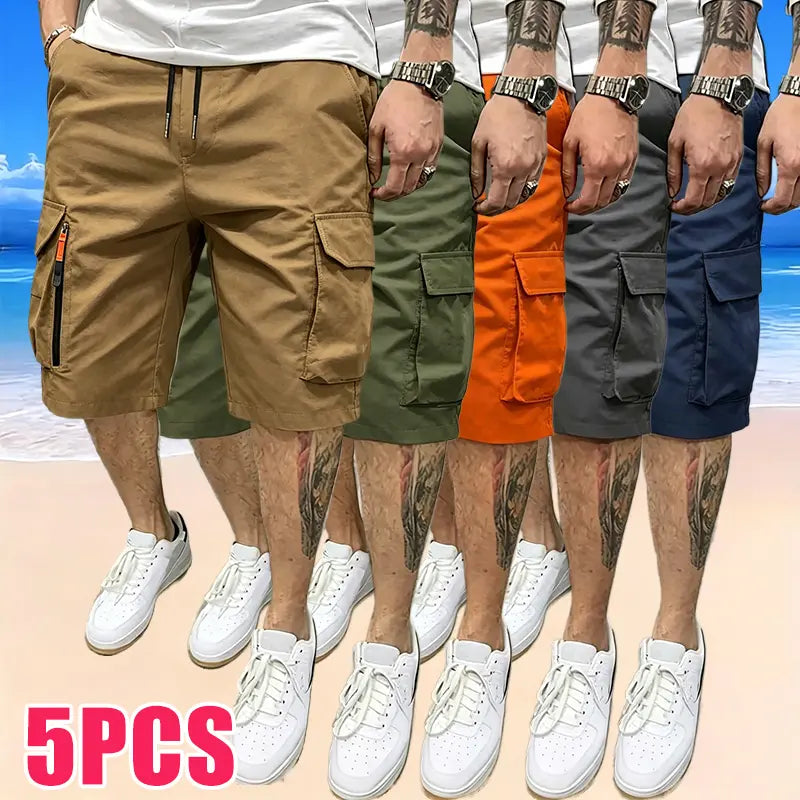 Men's 5-Pack Casual Cargo Shorts with Pockets