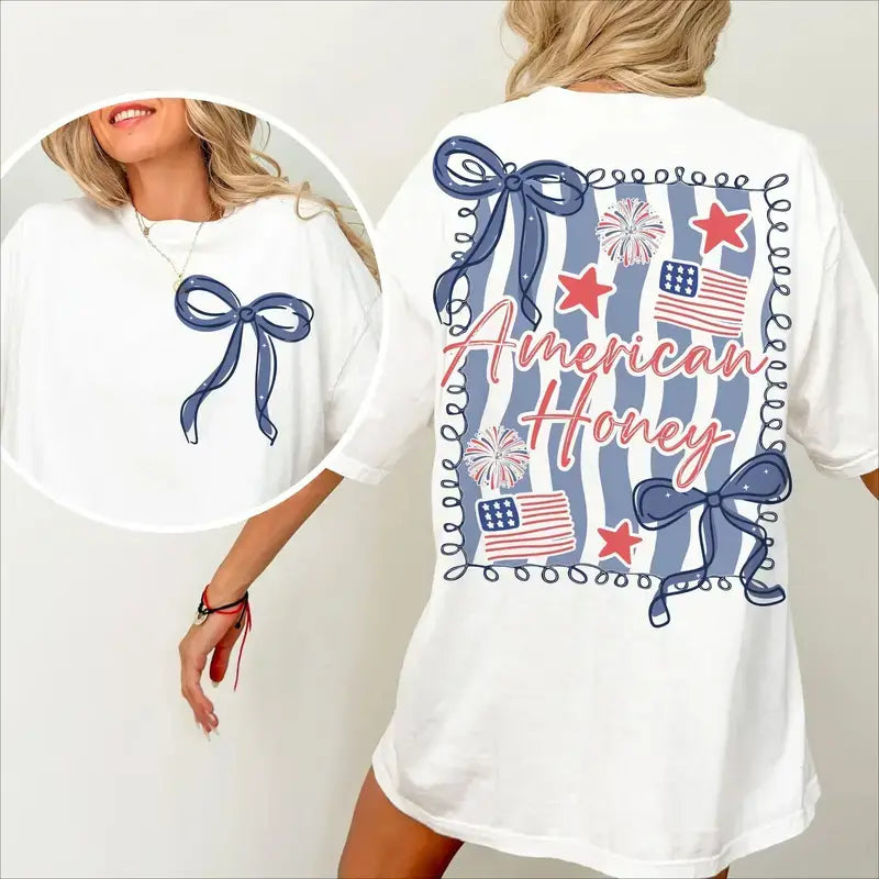 American Honey Coquette 4th Of July T Shirt,Girly Memorial Day T Shirt, Vintage Usa T Shirt,Independence Day T Shirt, Land Of The Free,Merica 4th Of July T Shirt, 4th Of July OutfitsFor Women, 4th Of July, 4th Of July Shirt, 4th OfJuly Shirt Unisex..