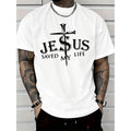 [100% Cotton] mens saved my life graphic t shirt 100 cotton relaxed fit casual short sleeve tee with cross print round neck machine washable for casual attire Top Sublimation