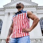 Yuanbang 4th of July Men’s American Flag Denim Vest USA 250th Birthday Independence Day Sleeveless Summer Casual Jacket Patriotic Style Outdoor Fashion Menswear Father's Festival Dad Gifts Guys Love Top Summer Wins