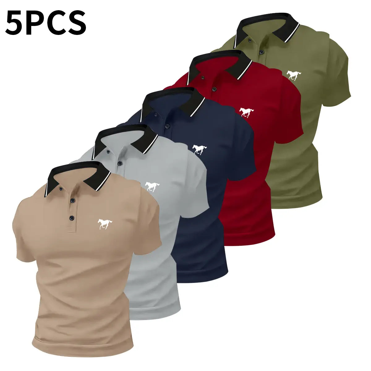 Men's Casual Business Polo Shirt - Versatile Solid Buttoned Top