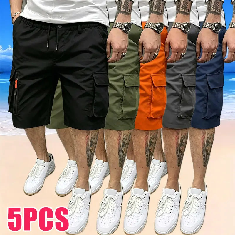 Men's 5-Pack Casual Cargo Shorts with Pockets
