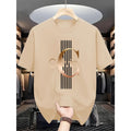 Men'S Casual Calvin Graphic T-Shirt - Bold Letter Print with Black Stripes & Golden Accents, Breathable Round Neck Summer Streetwear, Machine Washable, Comfortable Everyday Fashion Tee, Everyday Tshirt |Bold Letter Print |Comfortable Fit, T Shir Cotton