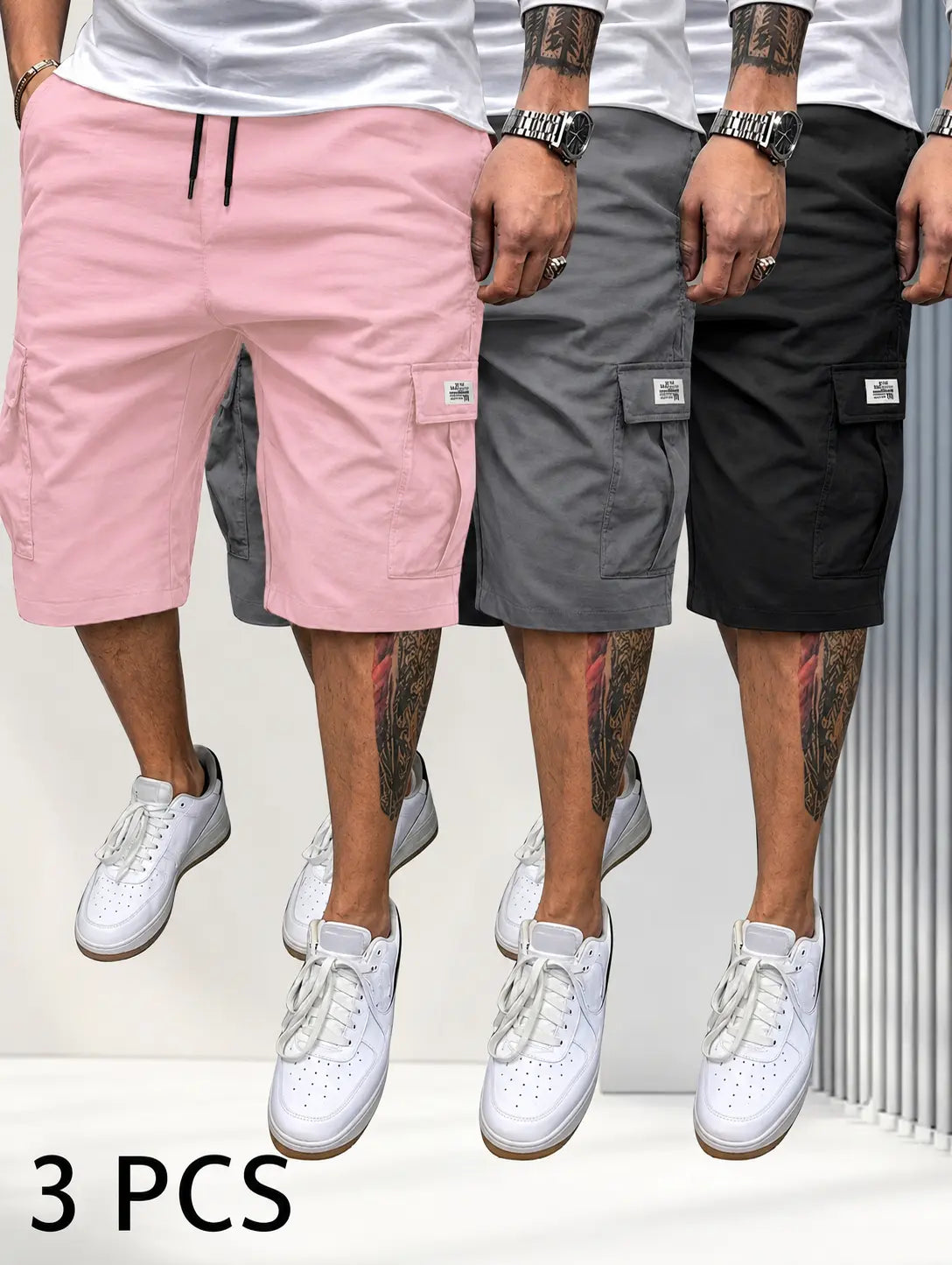 Men's 3-Piece Fitted Casual Shorts Set