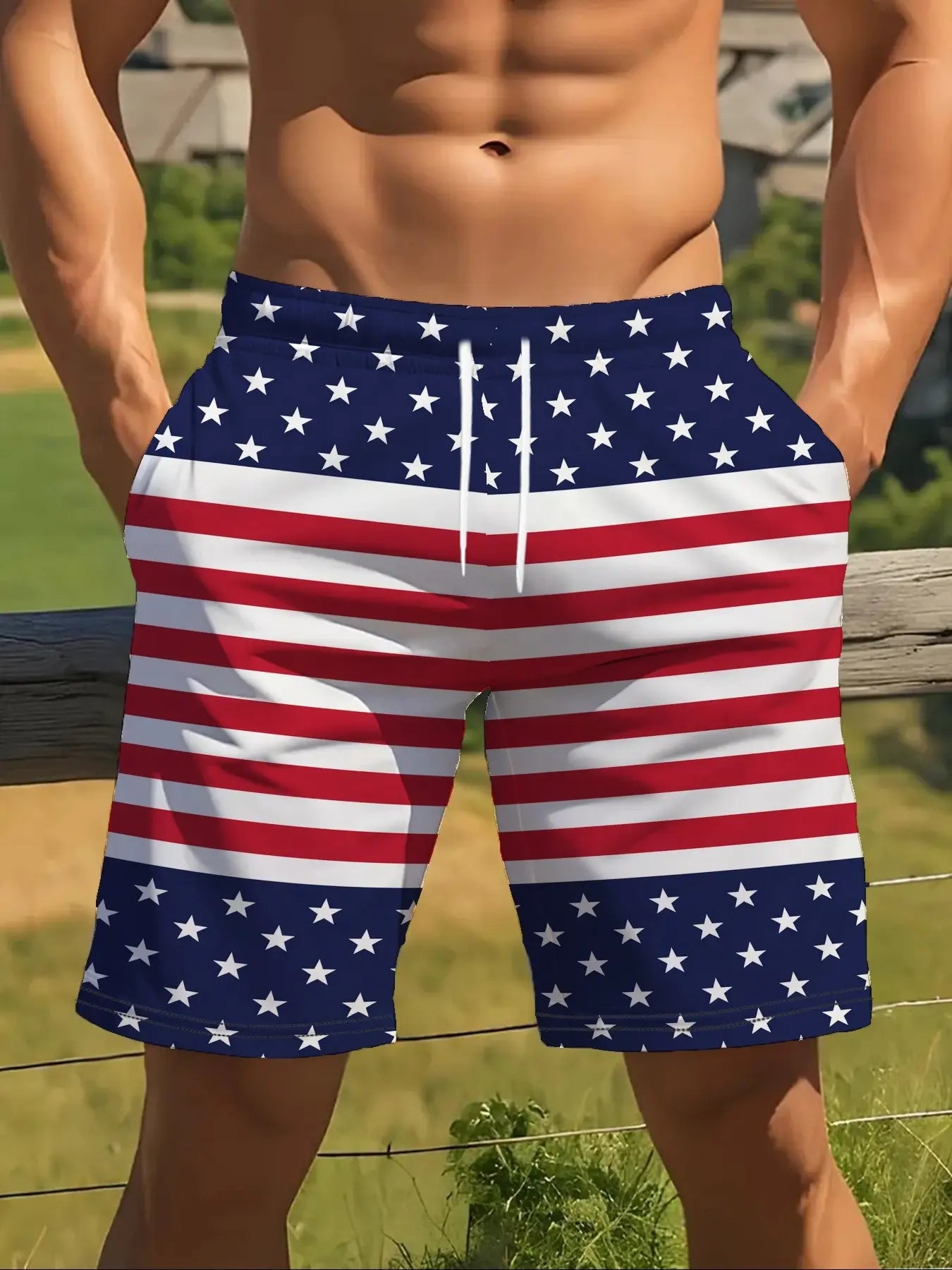 Men's American Flag Quick-Dry Swim Shorts