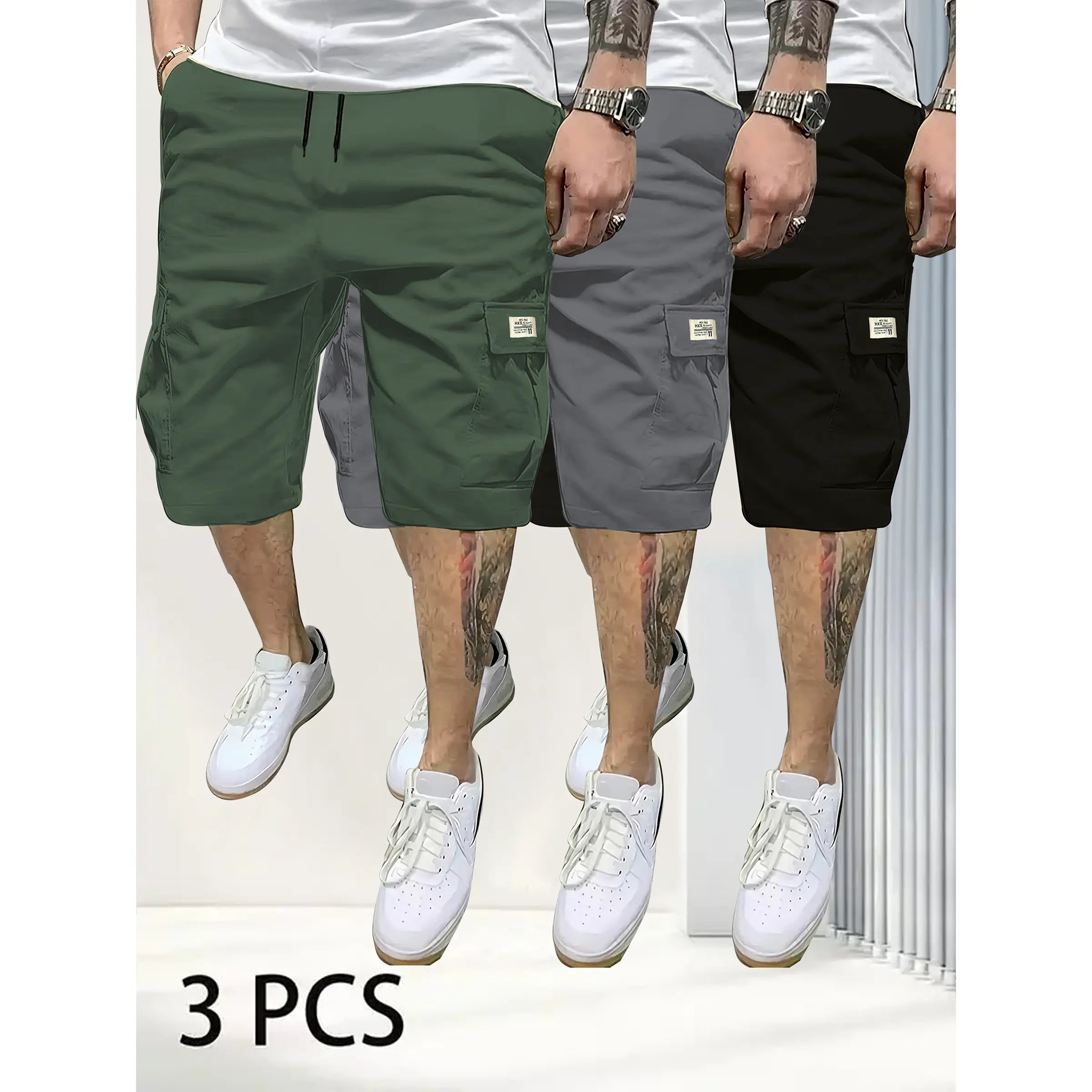 Men's 3-Piece Fitted Casual Shorts Set