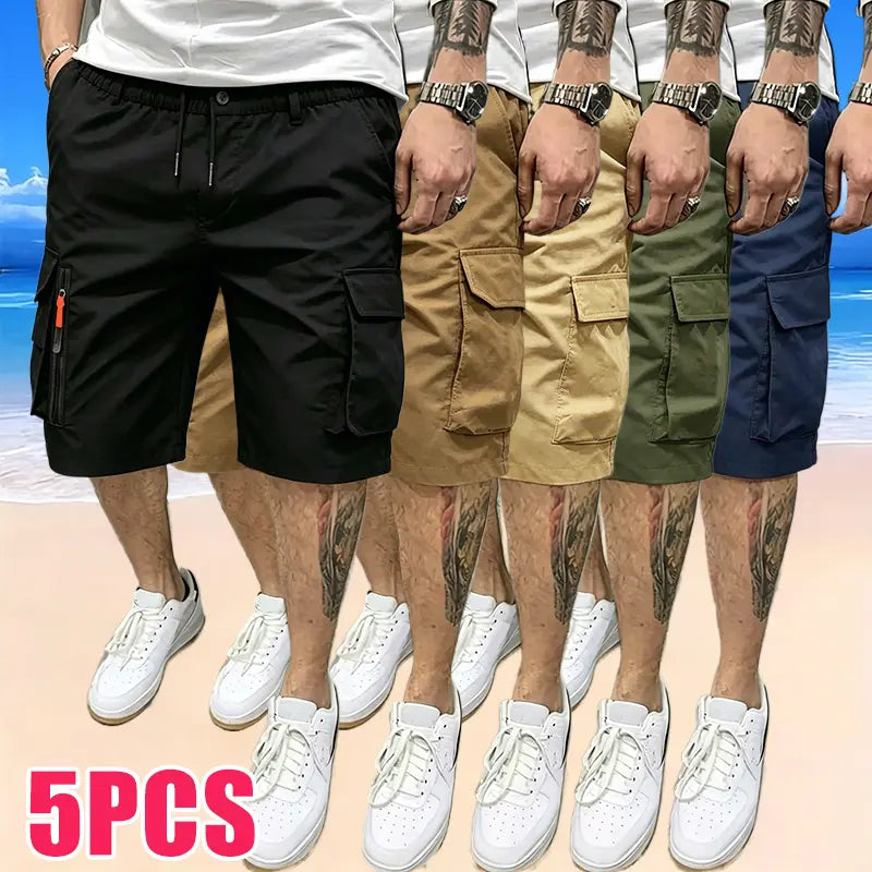 Men's 5-Pack Casual Cargo Shorts with Pockets