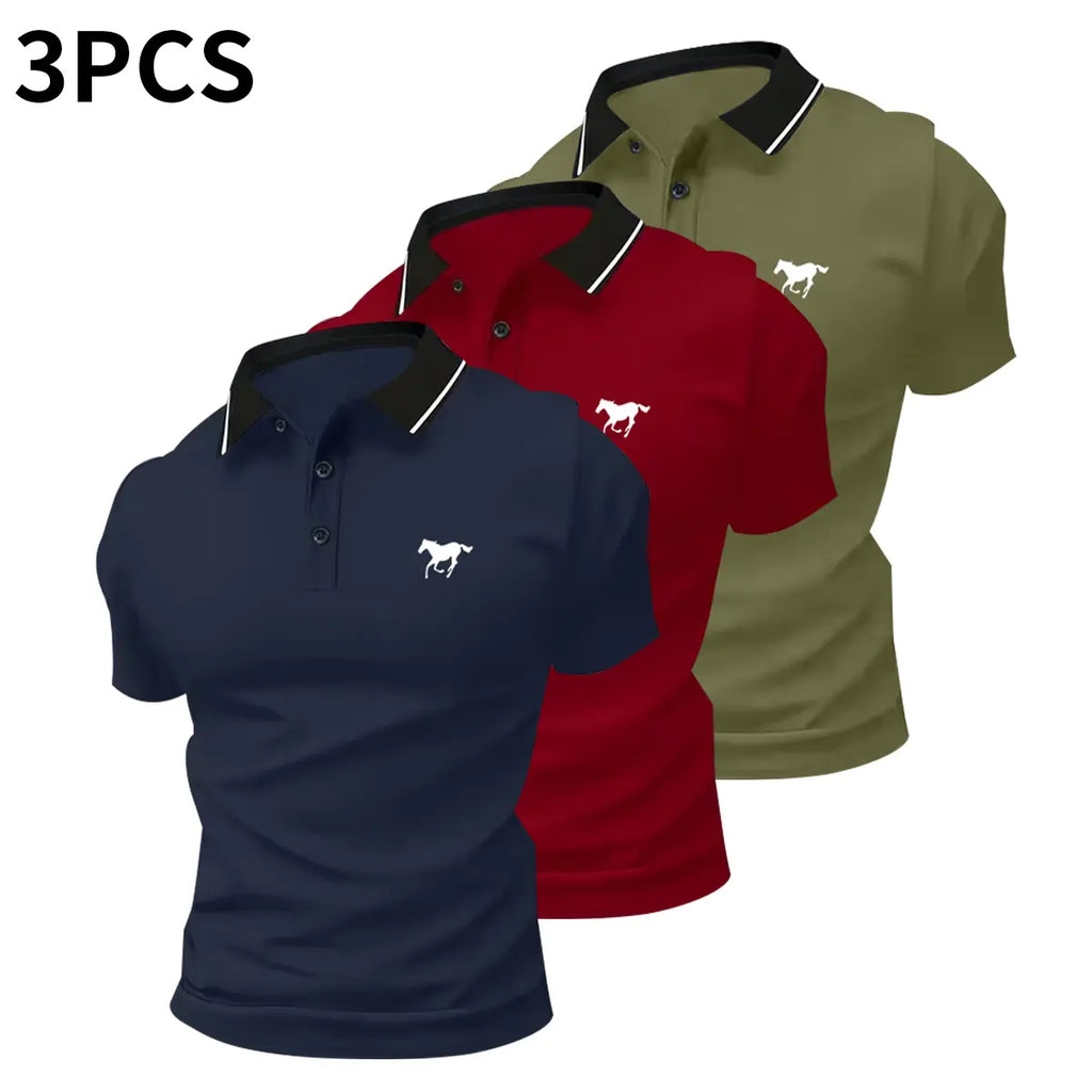 Men's Casual Business Polo Shirt - Versatile Solid Buttoned Top