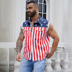 Yuanbang 4th of July Men’s American Flag Denim Vest USA 250th Birthday Independence Day Sleeveless Summer Casual Jacket Patriotic Style Outdoor Fashion Menswear Father's Festival Dad Gifts Guys Love Top Summer Wins