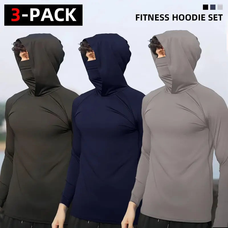 OKP 6-Piece Men's Casual Hoodie Pullovers Blue Black Light Gray Slim Fit Long Sleeve Lightweight UPF Sun Protection Soft Breathable Timeless Classic Versatile Machine Washable Comfort Multi-Occasion Wear Menswear Set Stylish Tops