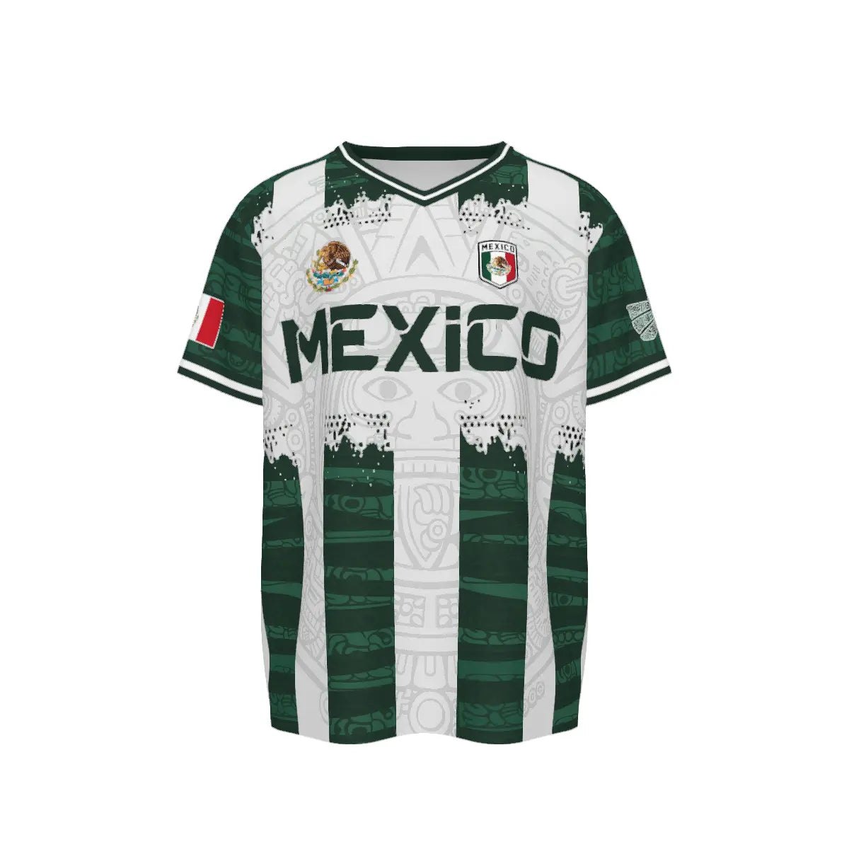 2026 Mexico Aztec Calendar Soccer Jersey, All over Print, Casual Style for All Seasons, Unique Piedra del Sol Design, Classic Throwback Jersey
