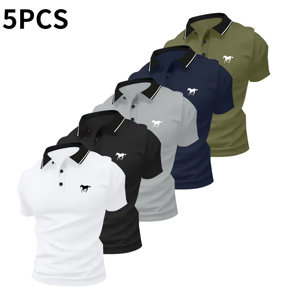 Men's Casual Business Polo Shirt - Versatile Solid Buttoned Top
