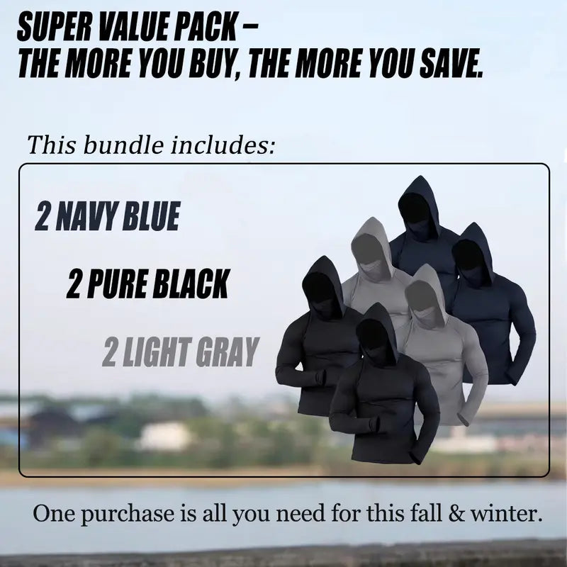 OKP 6-Piece Men's Casual Hoodie Pullovers Blue Black Light Gray Slim Fit Long Sleeve Lightweight UPF Sun Protection Soft Breathable Timeless Classic Versatile Machine Washable Comfort Multi-Occasion Wear Menswear Set Stylish Tops
