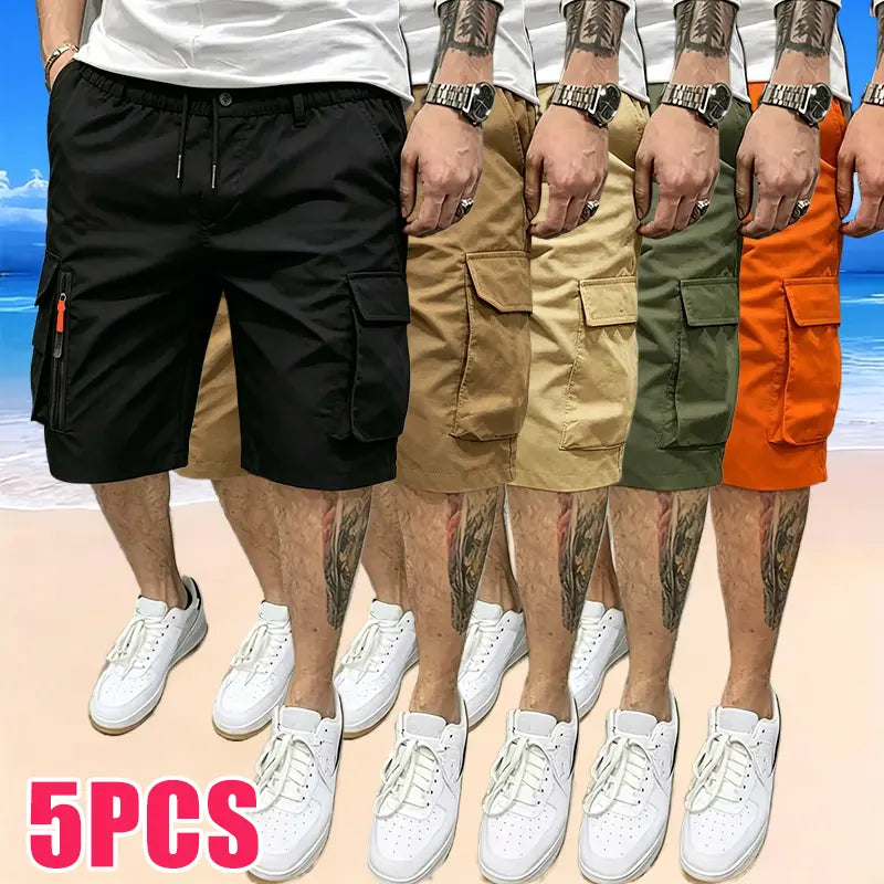 Men's 5-Pack Casual Cargo Shorts with Pockets
