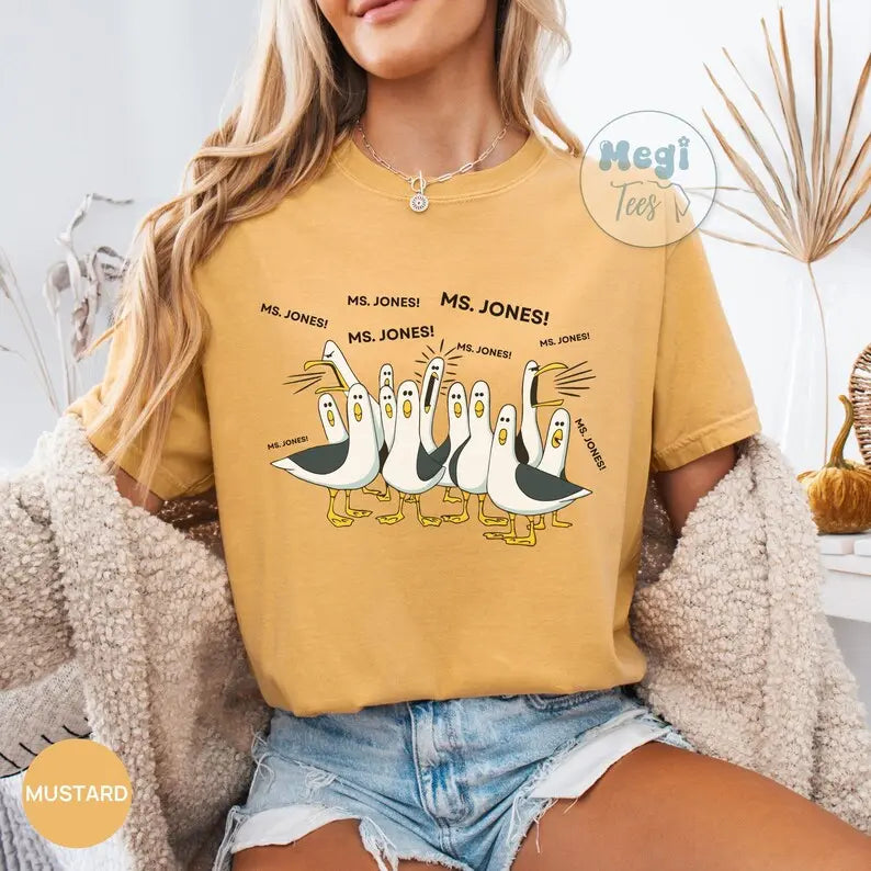 Comfort Colors Custom Seagull Teacher TShirt, Funny Teacher Tee, Personalized Appreciation Gift