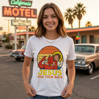 Cotton Jesus Has Your Back Jiu Jitsu Retro Christian Men Women Kids T-Shirt