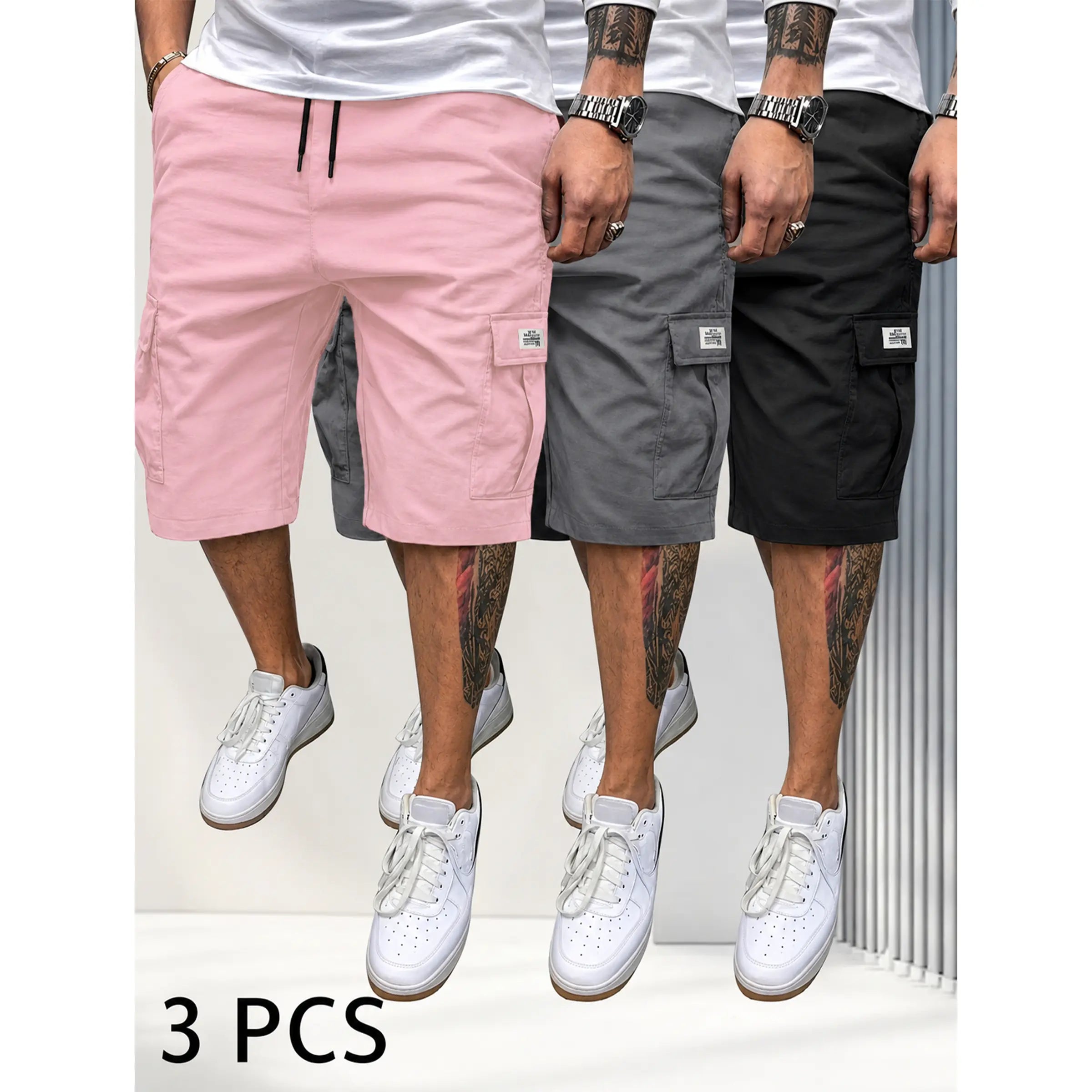 Men's 3-Piece Fitted Casual Shorts Set